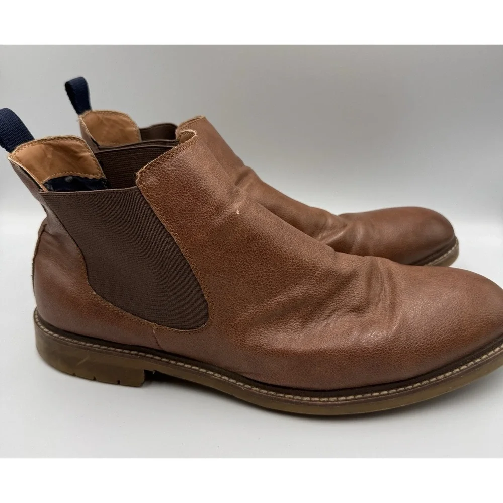 Steve Madden M‎ Master Mens 11.5 Brown Chelsea Boots Pull On Ankle